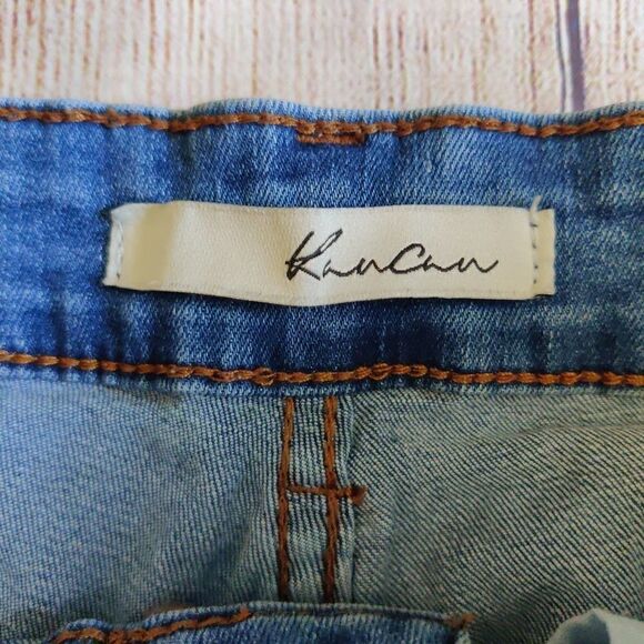 KanCan cuffed high waisted ripped denim shorts 28 - Picture 8 of 10